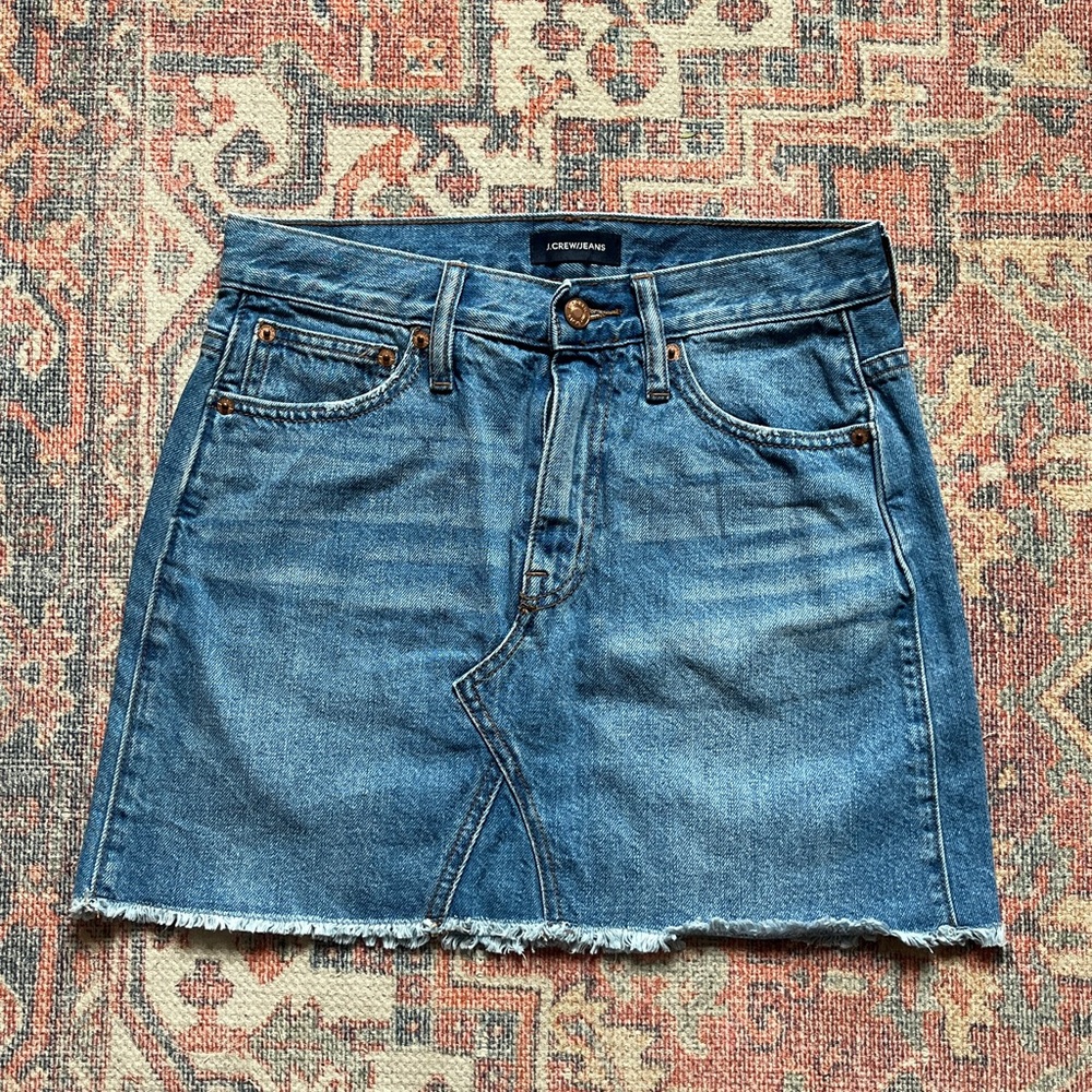 J. Crew Frayed Hem Denim Jean Mini Skirt H6147, size 25 Petite